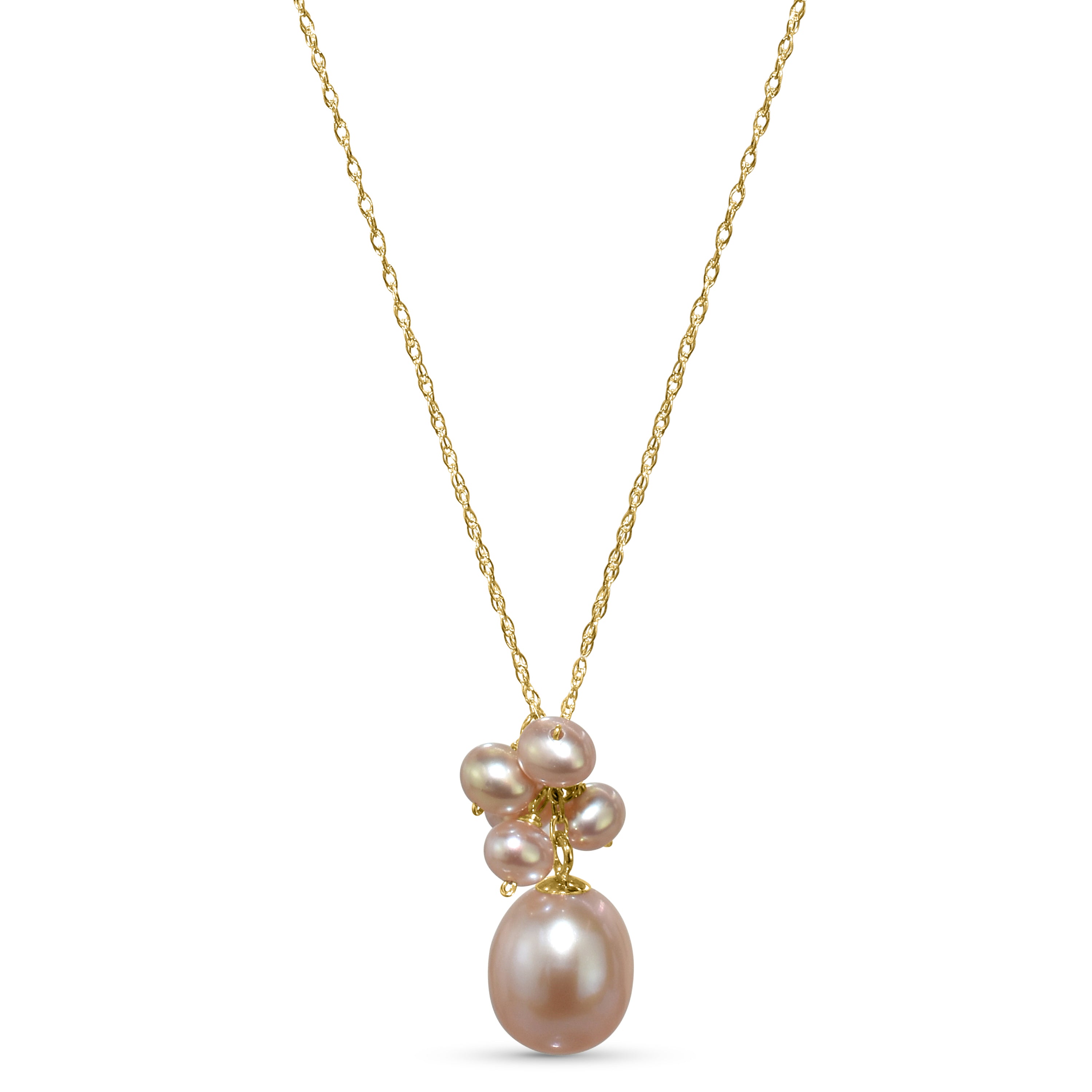 14k Natural Pearl Cluster Pendant Necklace