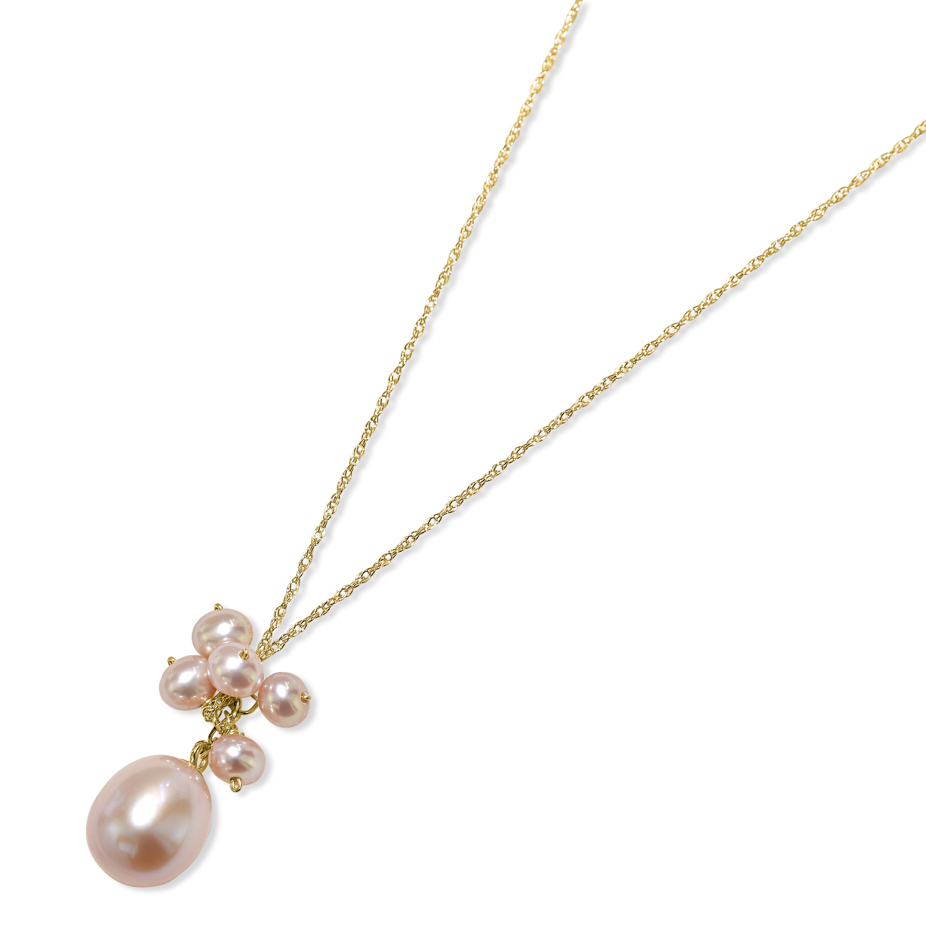 14k Natural Pearl Cluster Pendant Necklace