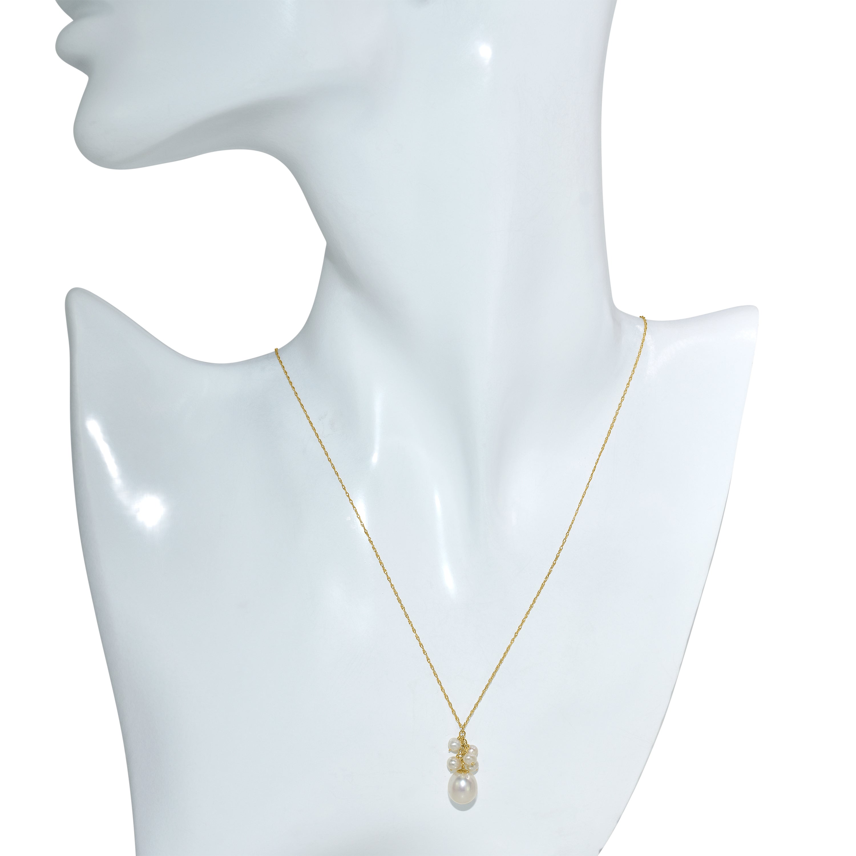 14k Natural Pearl Cluster Pendant Necklace