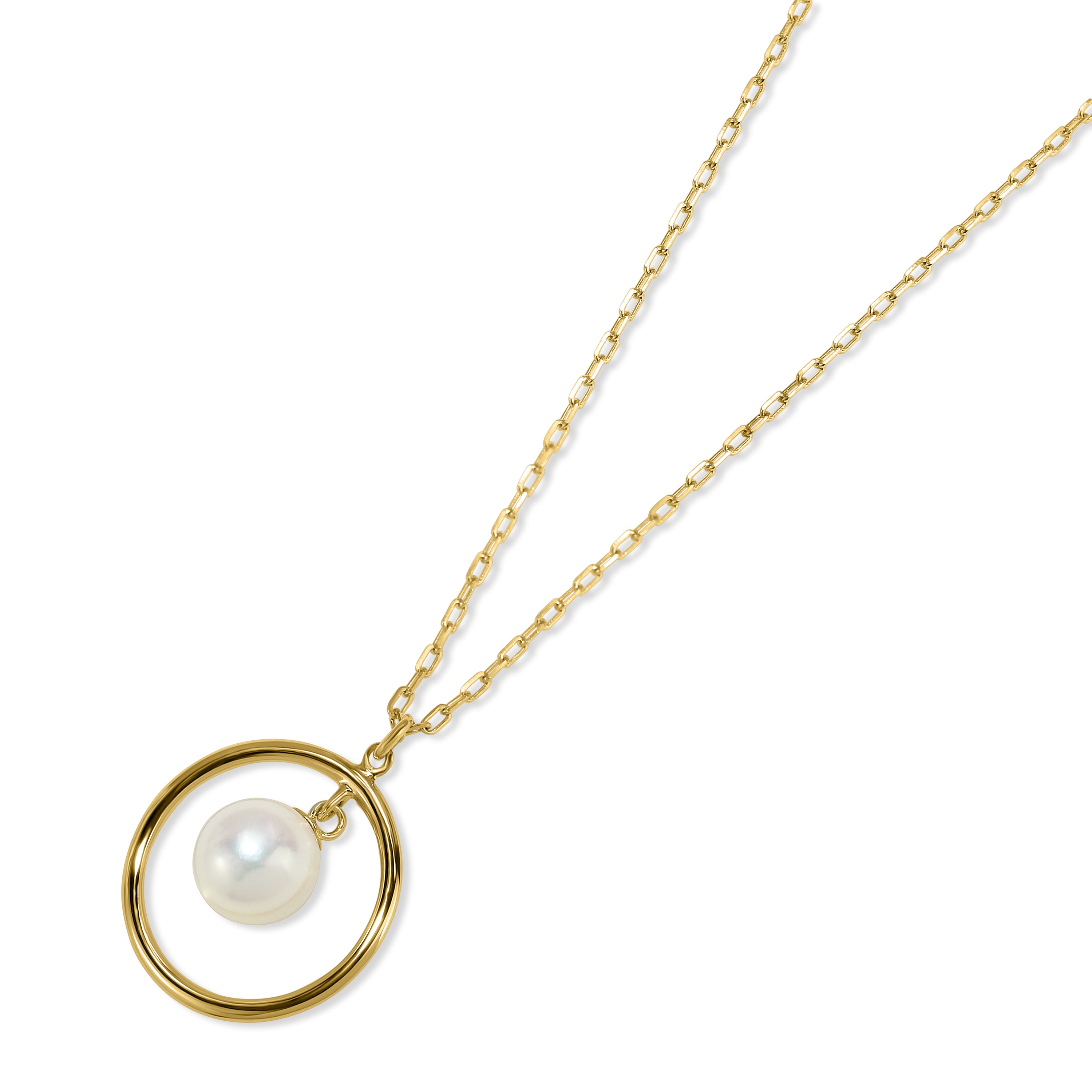 14k White Pearl Halo Pendant Necklace