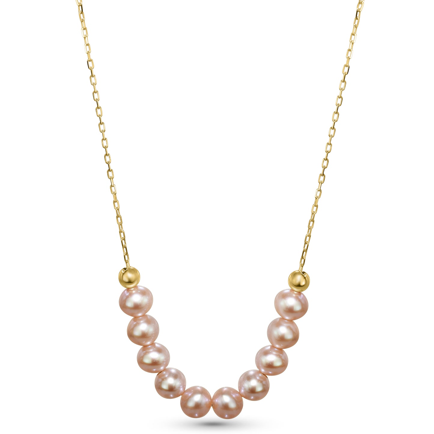 14k Natural Pink Pearl Slider Necklace