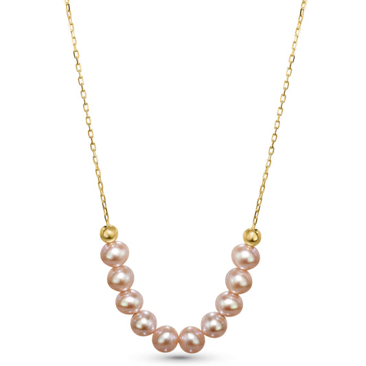 14k Natural Pink Pearl Slider Necklace