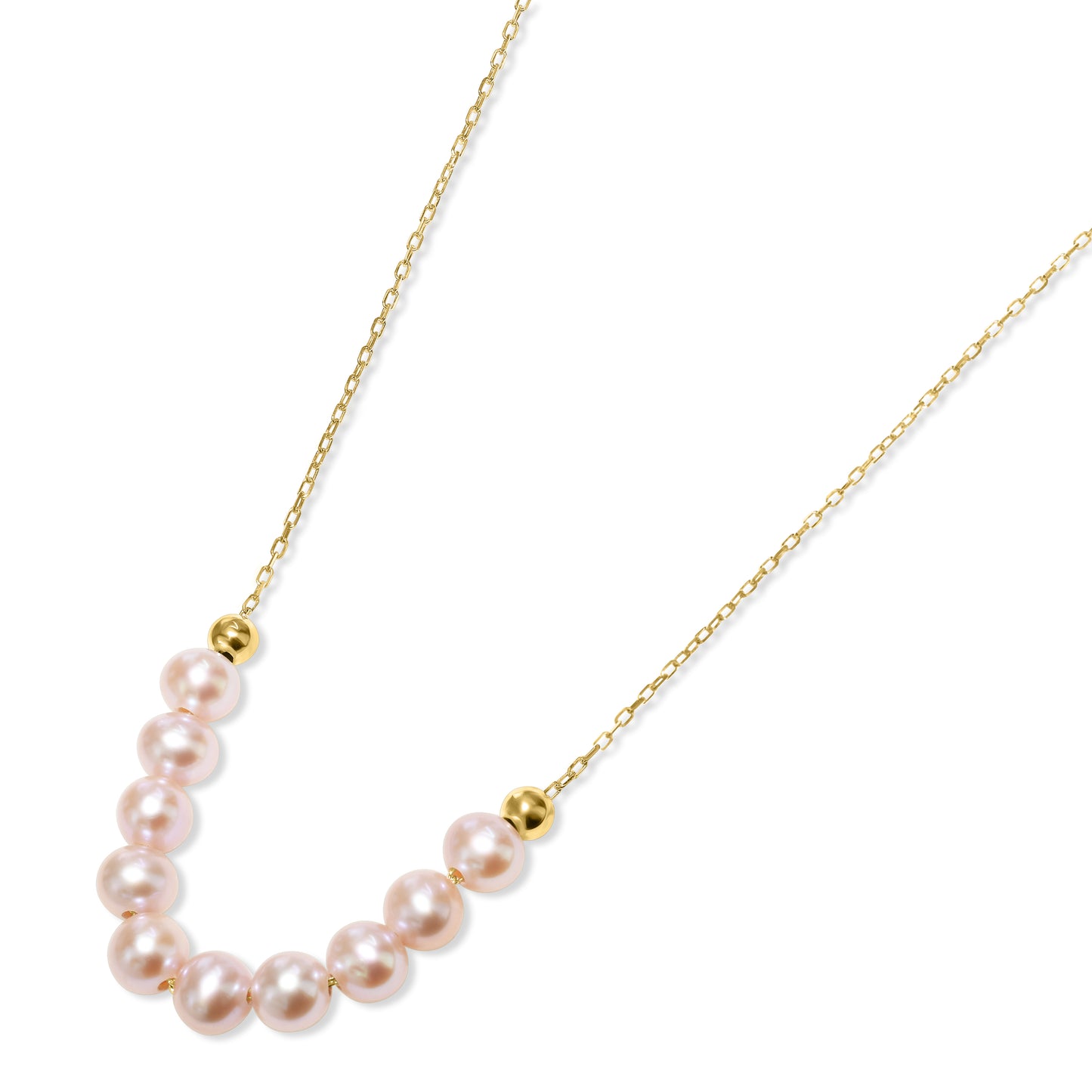 14k Natural Pink Pearl Slider Necklace