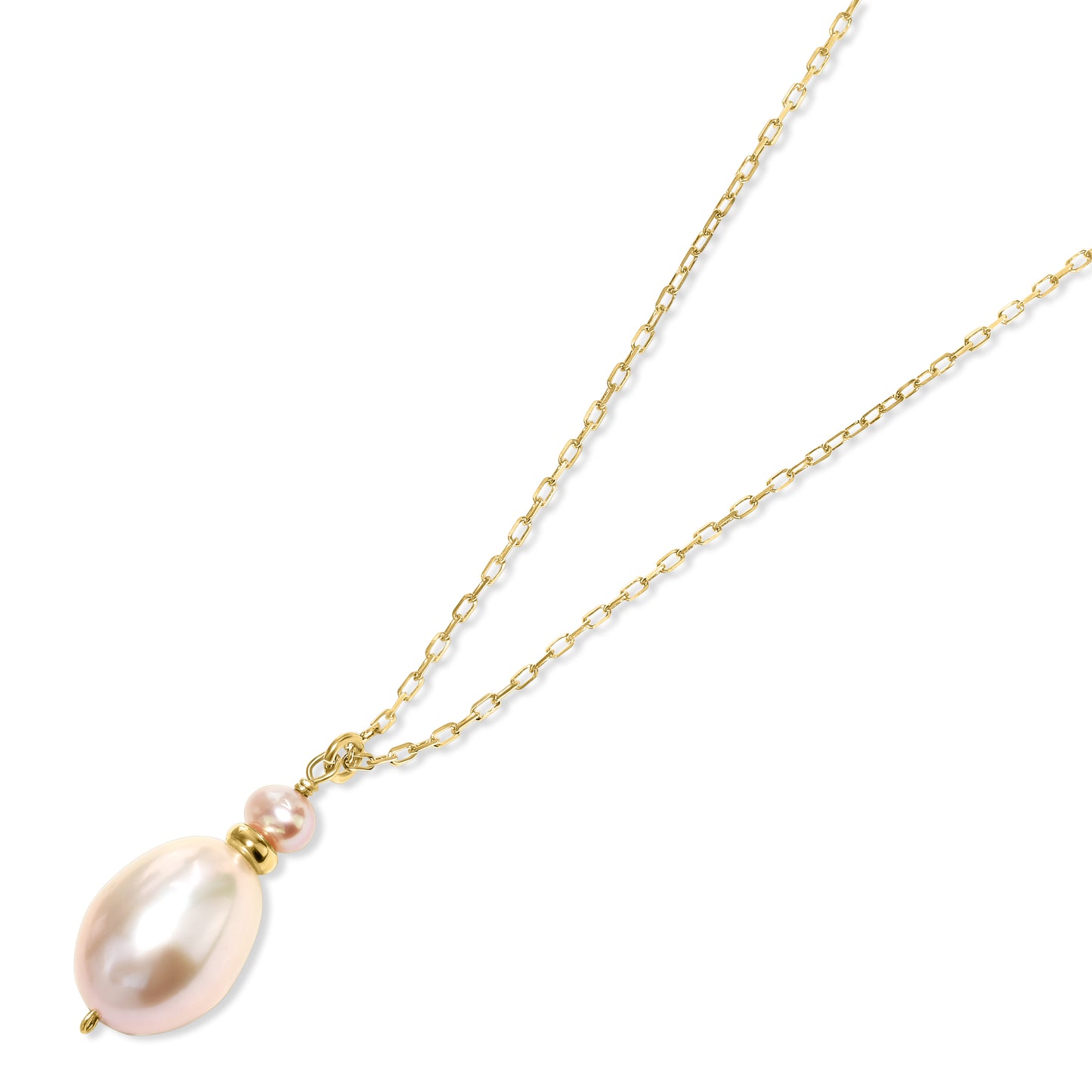 14k Natural Pink Pearl 14k Gold Wire Pendant Necklace