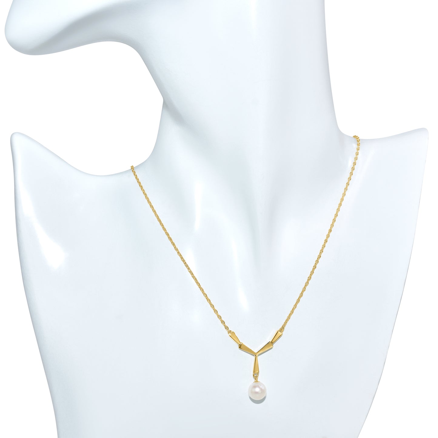 14k White Pearl Drop Necklace