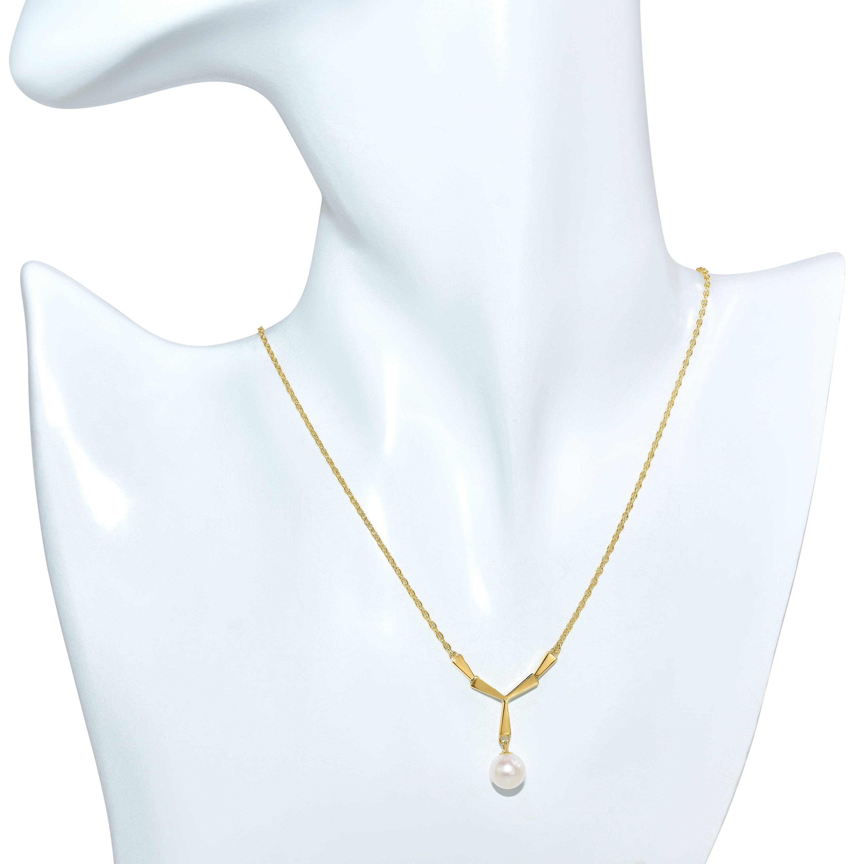 14k White Pearl Drop Necklace