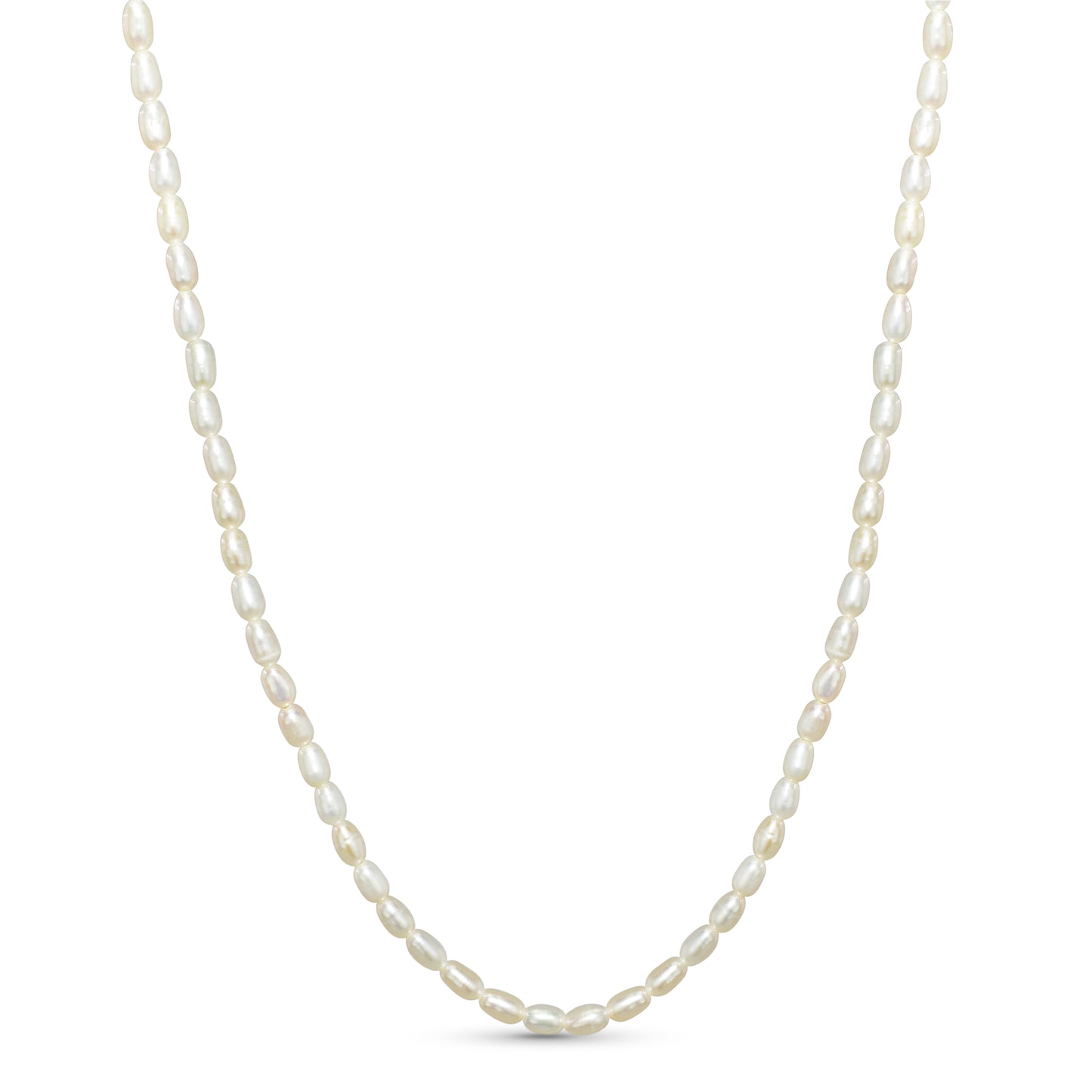 14k White Rice Pearl Necklace