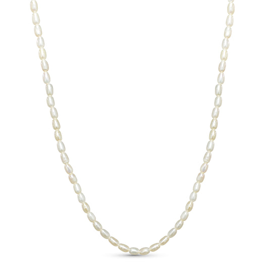 14k White Rice Pearl Necklace