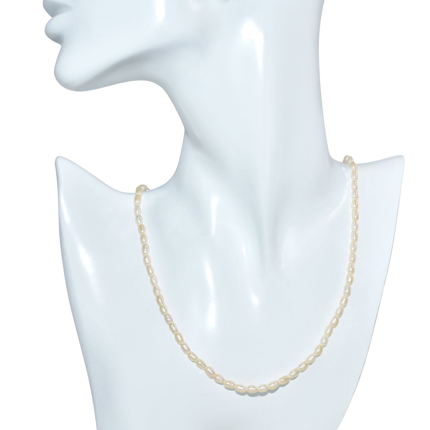 14k White Rice Pearl Necklace