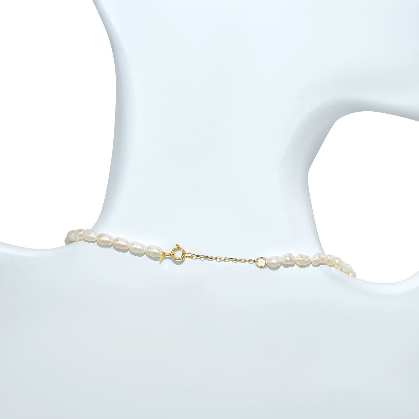 14k White Rice Pearl Necklace