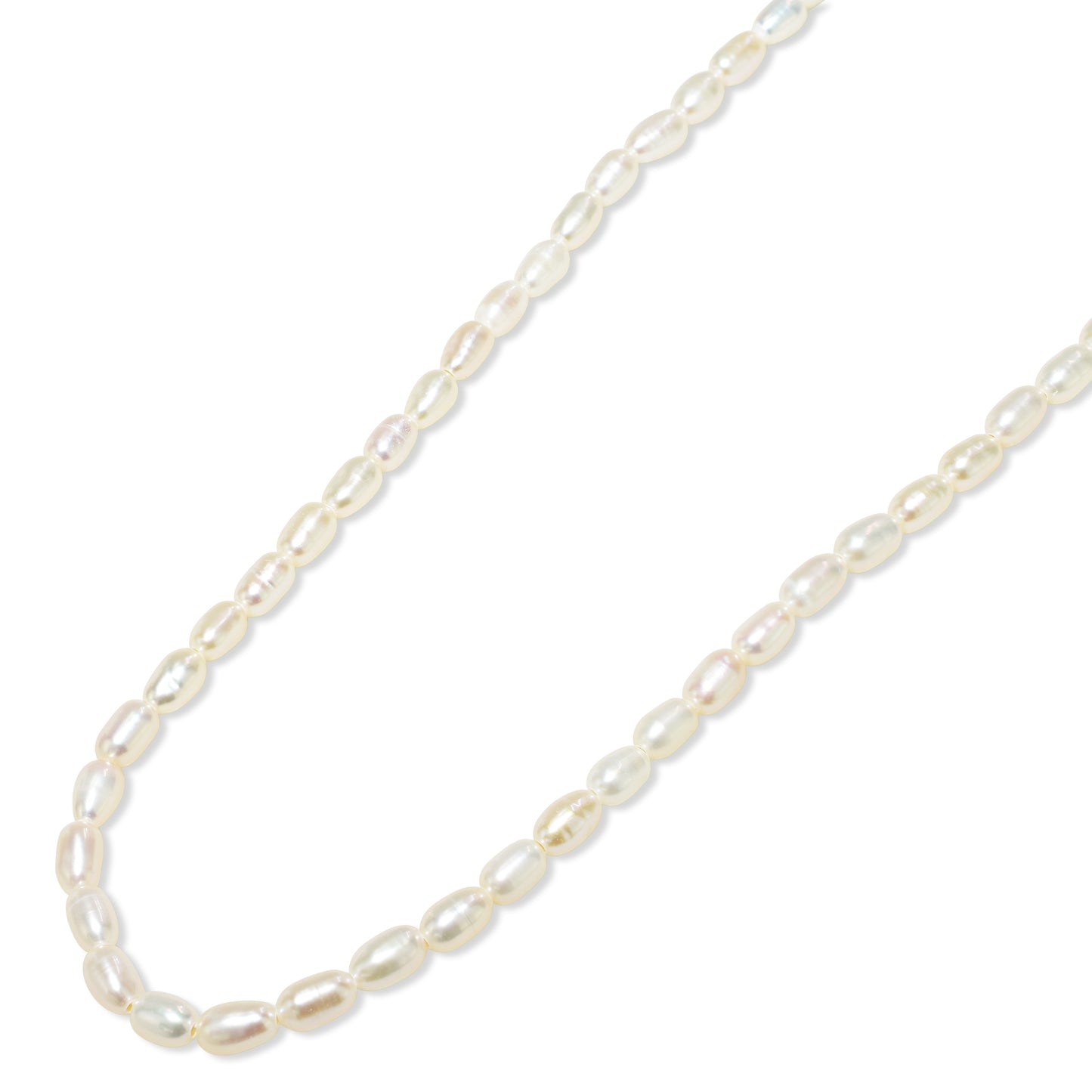 14k White Rice Pearl Necklace