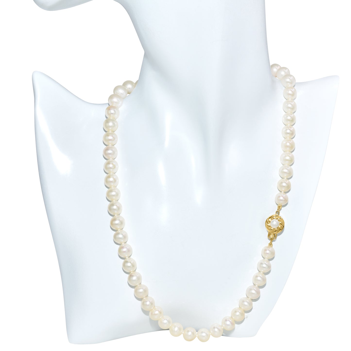 14k White Pearl Twist Coin Clasp Necklace