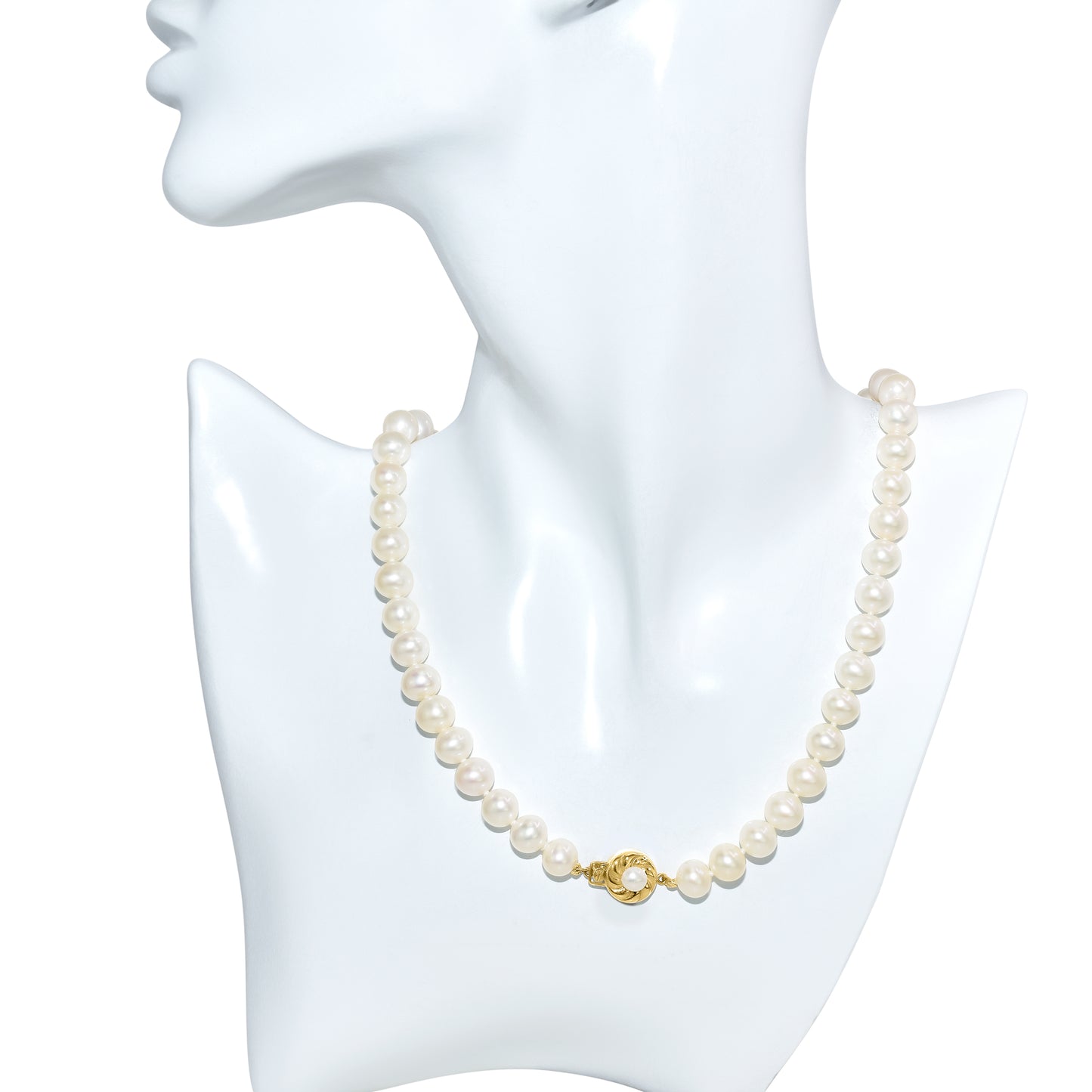 14k White Pearl Twist Coin Clasp Necklace