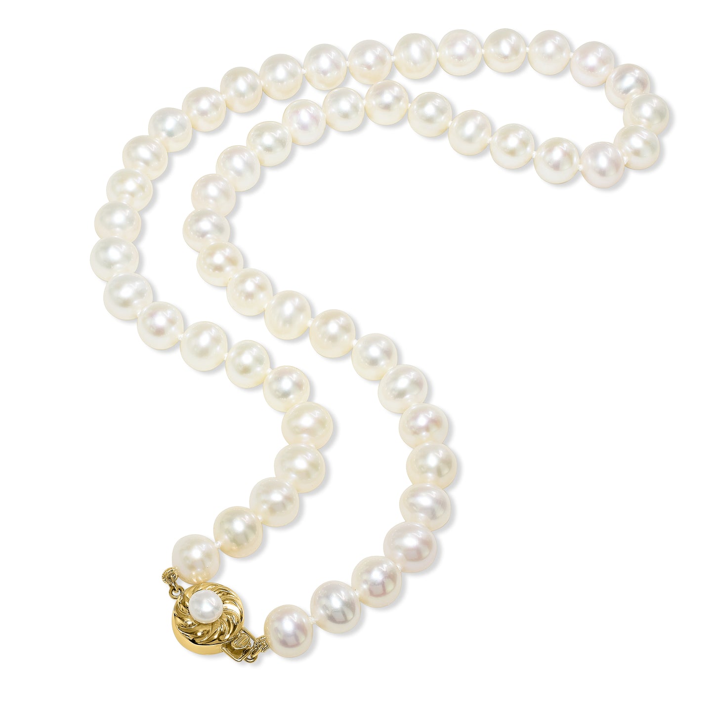 14k White Pearl Twist Coin Clasp Necklace