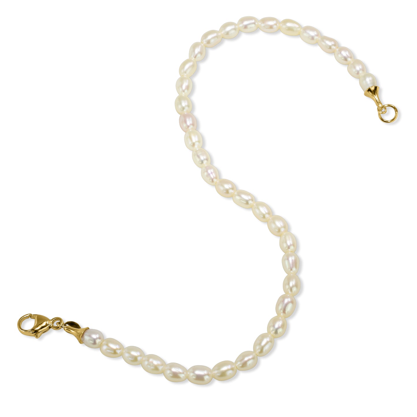 14k White Pearl Bell Cup End Anklet