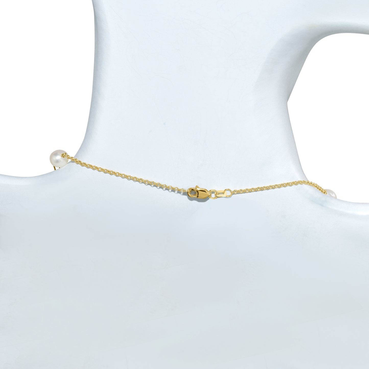 14k White Pearl Paperclip Station Necklace