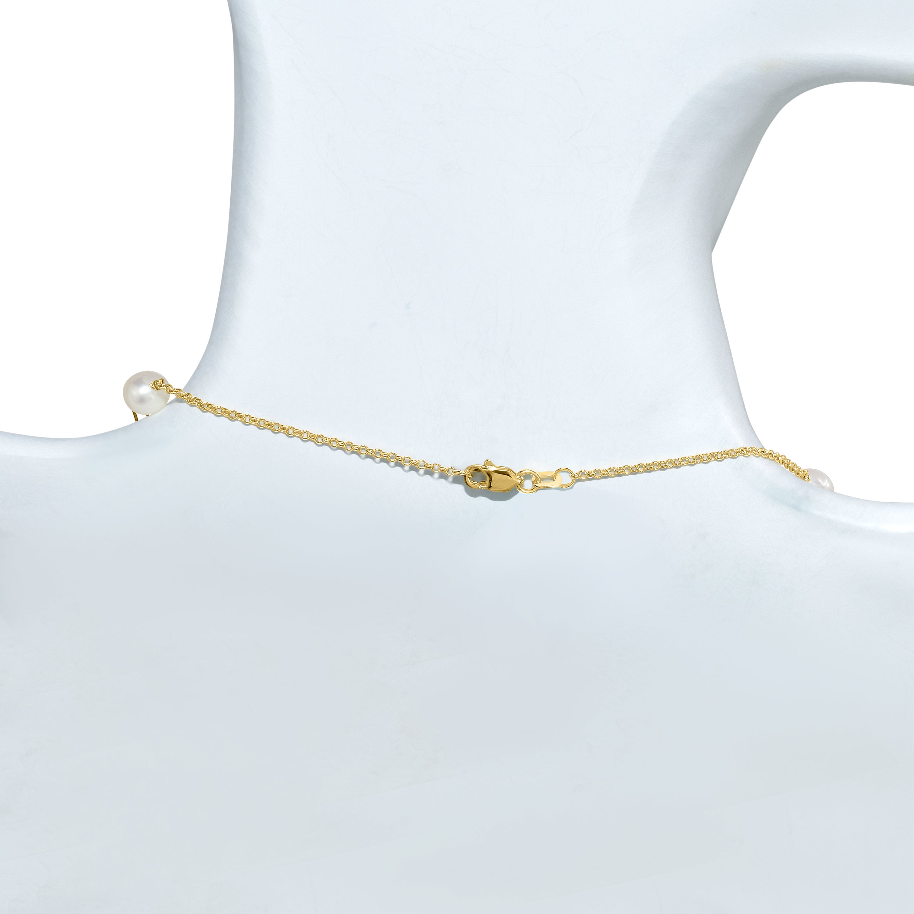 14k White Pearl Paperclip Station Necklace