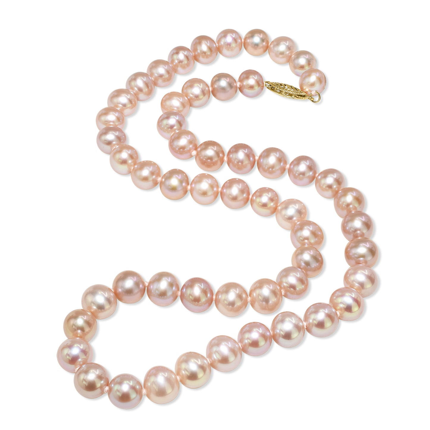 14k Natural Pink Pearl Knotted Necklace