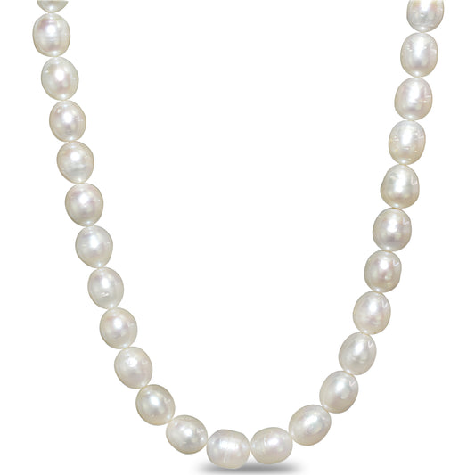 14k White Pearl Oblong Necklace