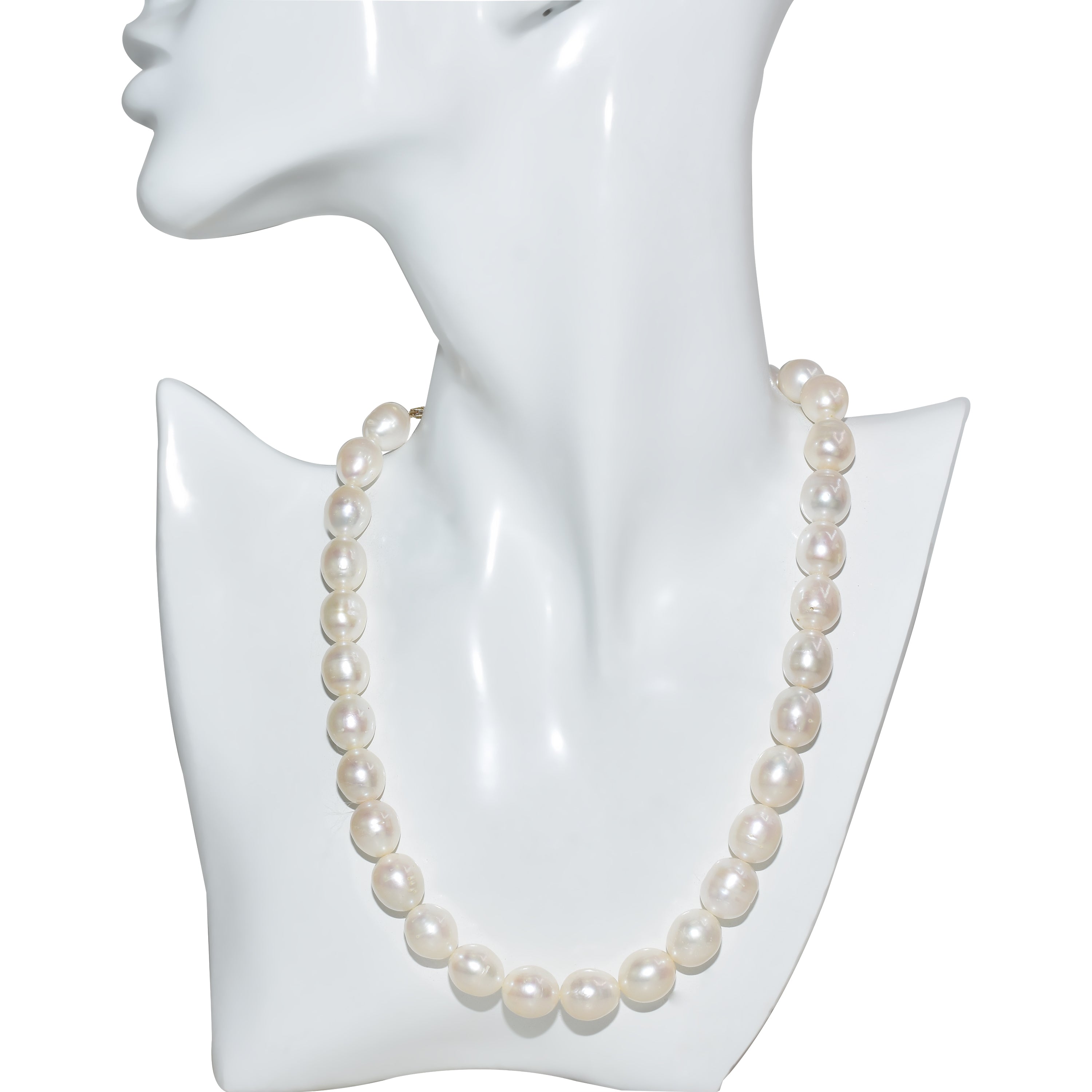 14k White Pearl Oblong Necklace