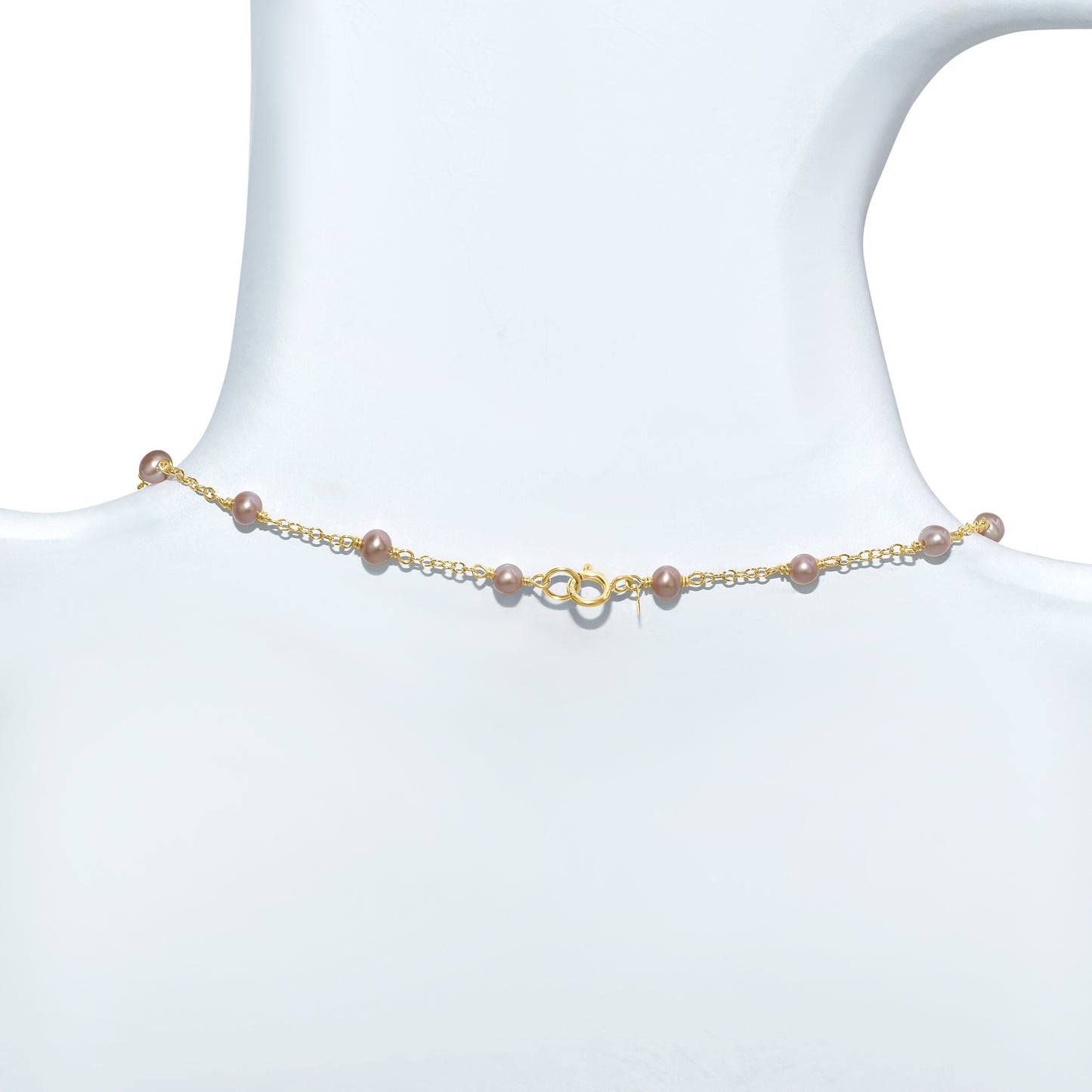 14k Natural Pink Pearl Station Necklace