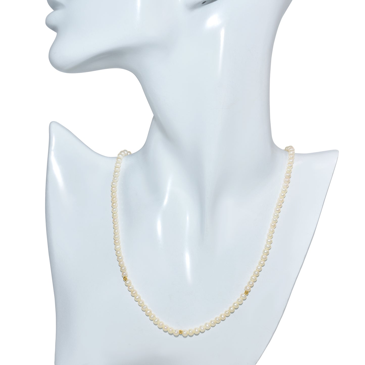 14k White Pearl Gold Ball Necklace