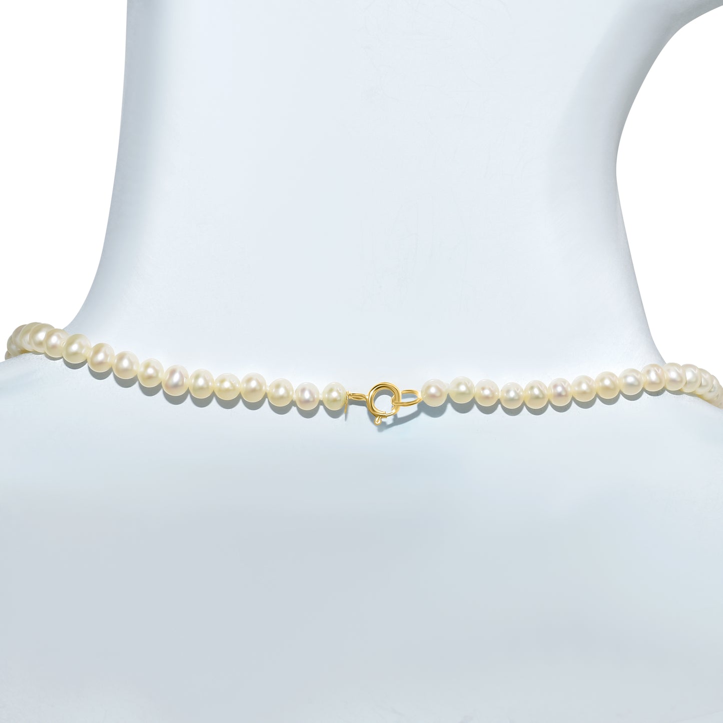 14k White Pearl Gold Ball Necklace