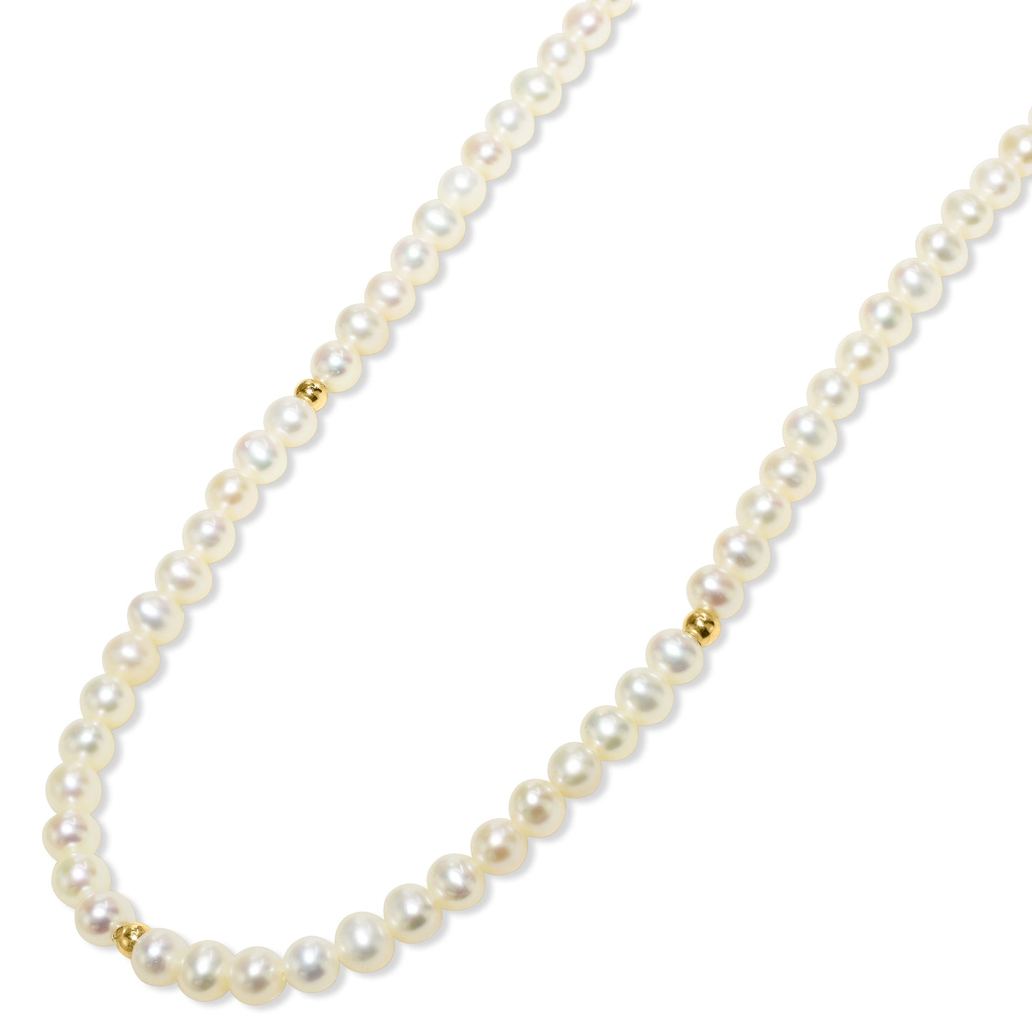 14k White Pearl Gold Ball Necklace