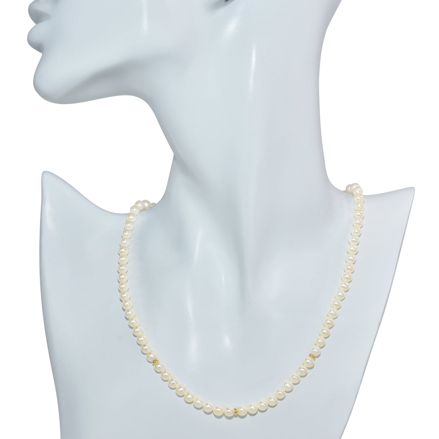 14k White Pearl Gold Roundel Necklace