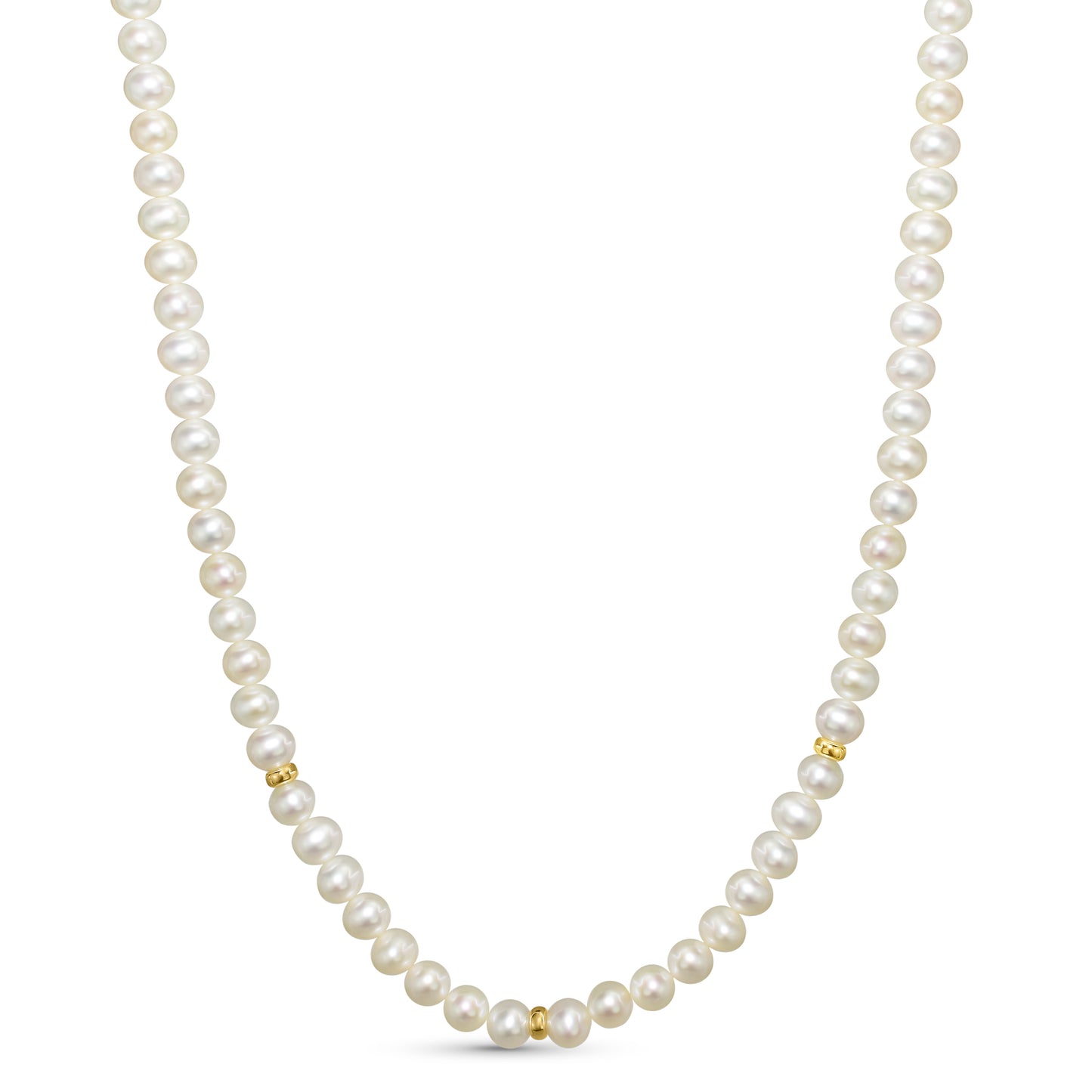 14k White Pearl Gold Roundel Necklace