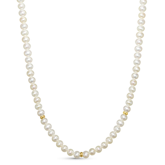 14k White Pearl Gold Roundel Necklace