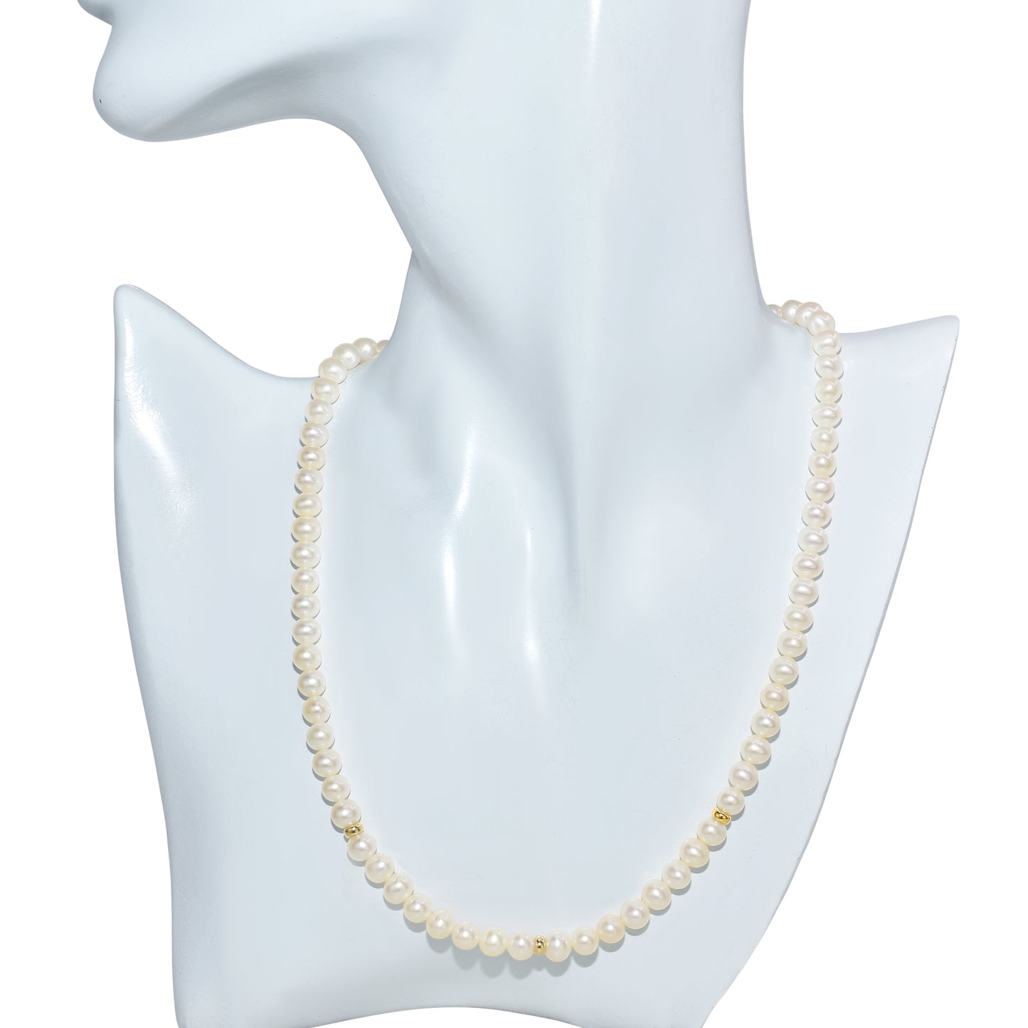 14k White Pearl Gold Roundel Necklace