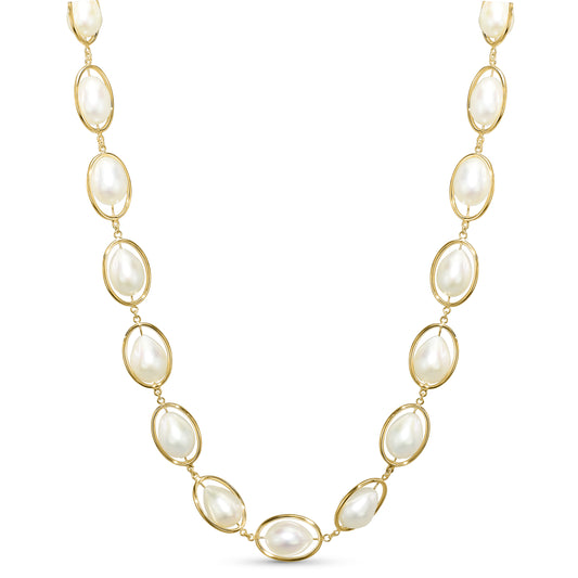 14k White Pearl Floating Necklace