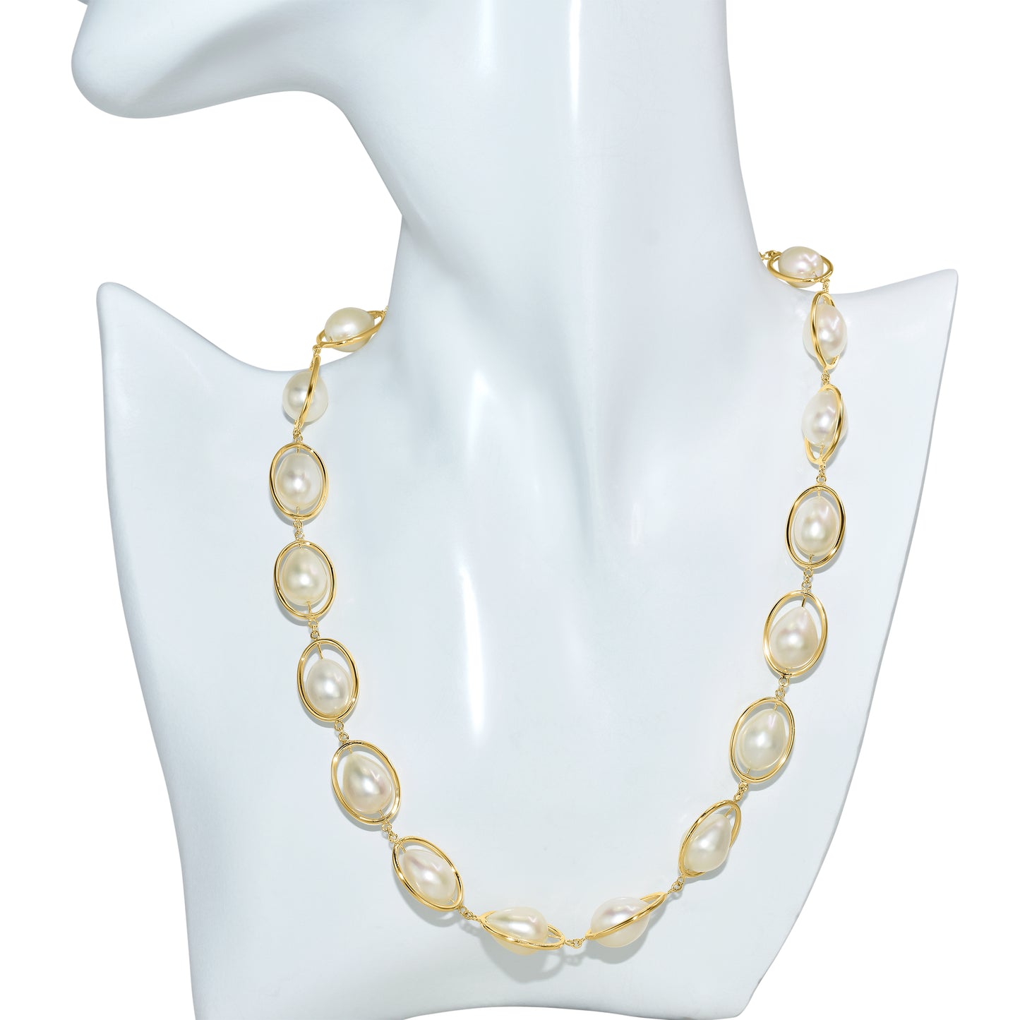 14k White Pearl Floating Necklace