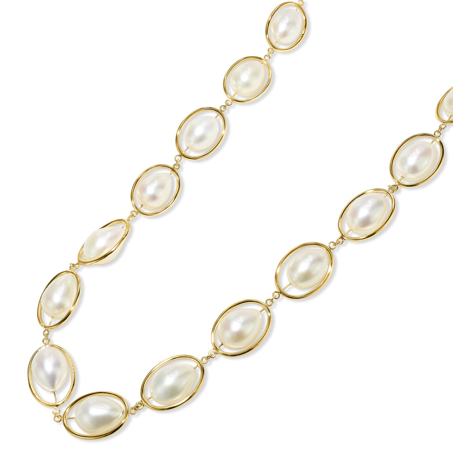 14k White Pearl Floating Necklace