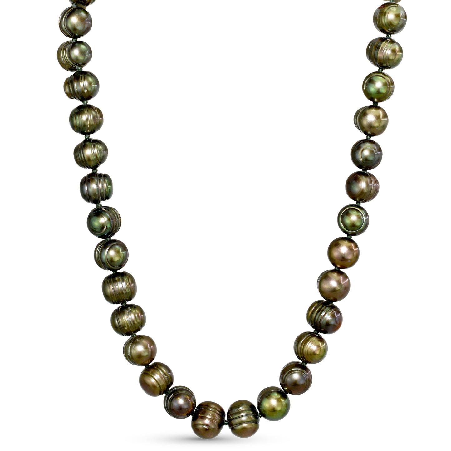 14k Dyed Peacock Pearl Knotted Necklace