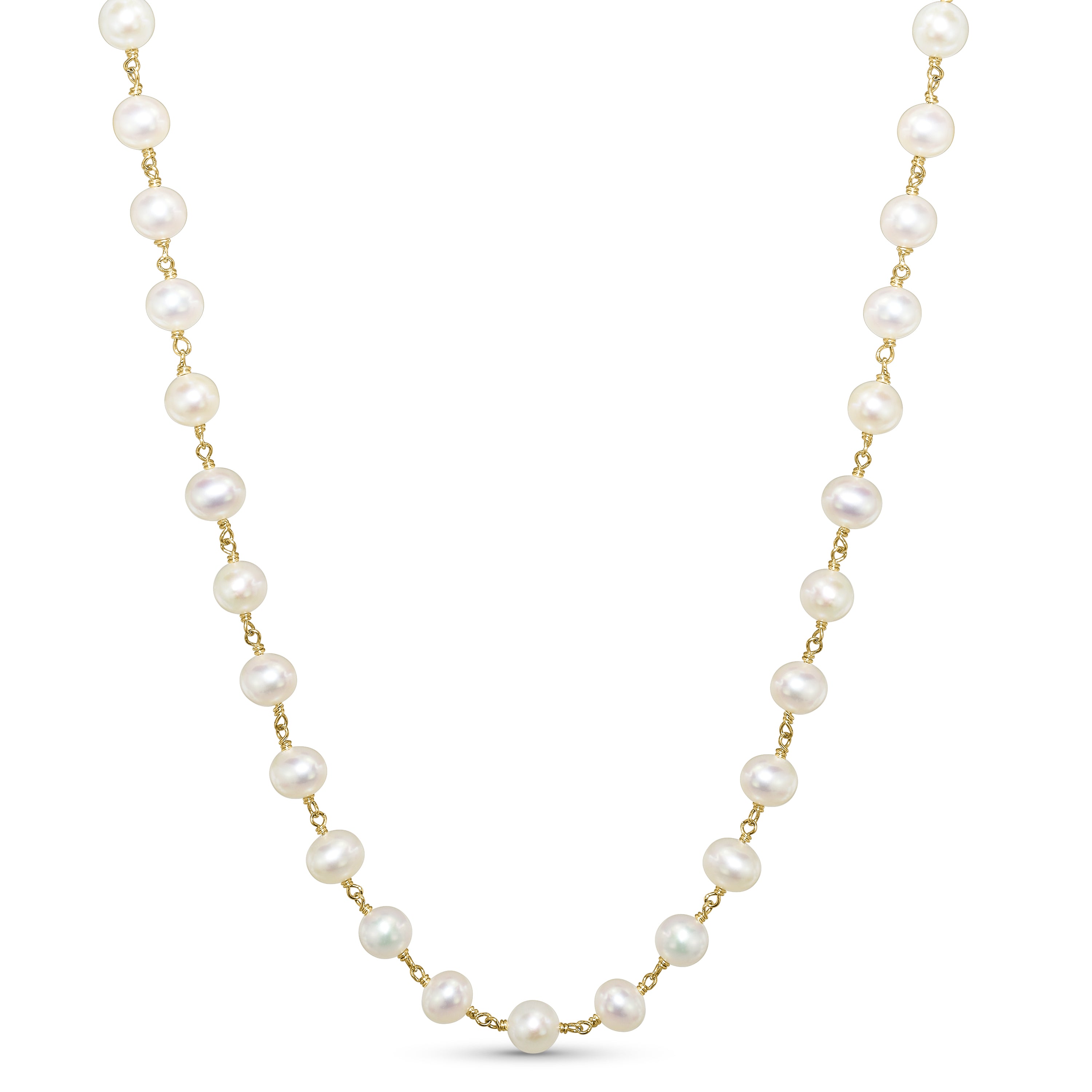 14k White Pearl Link Necklace