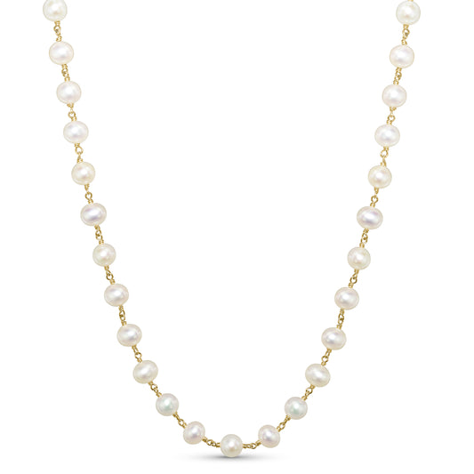 14k White Pearl Link Necklace