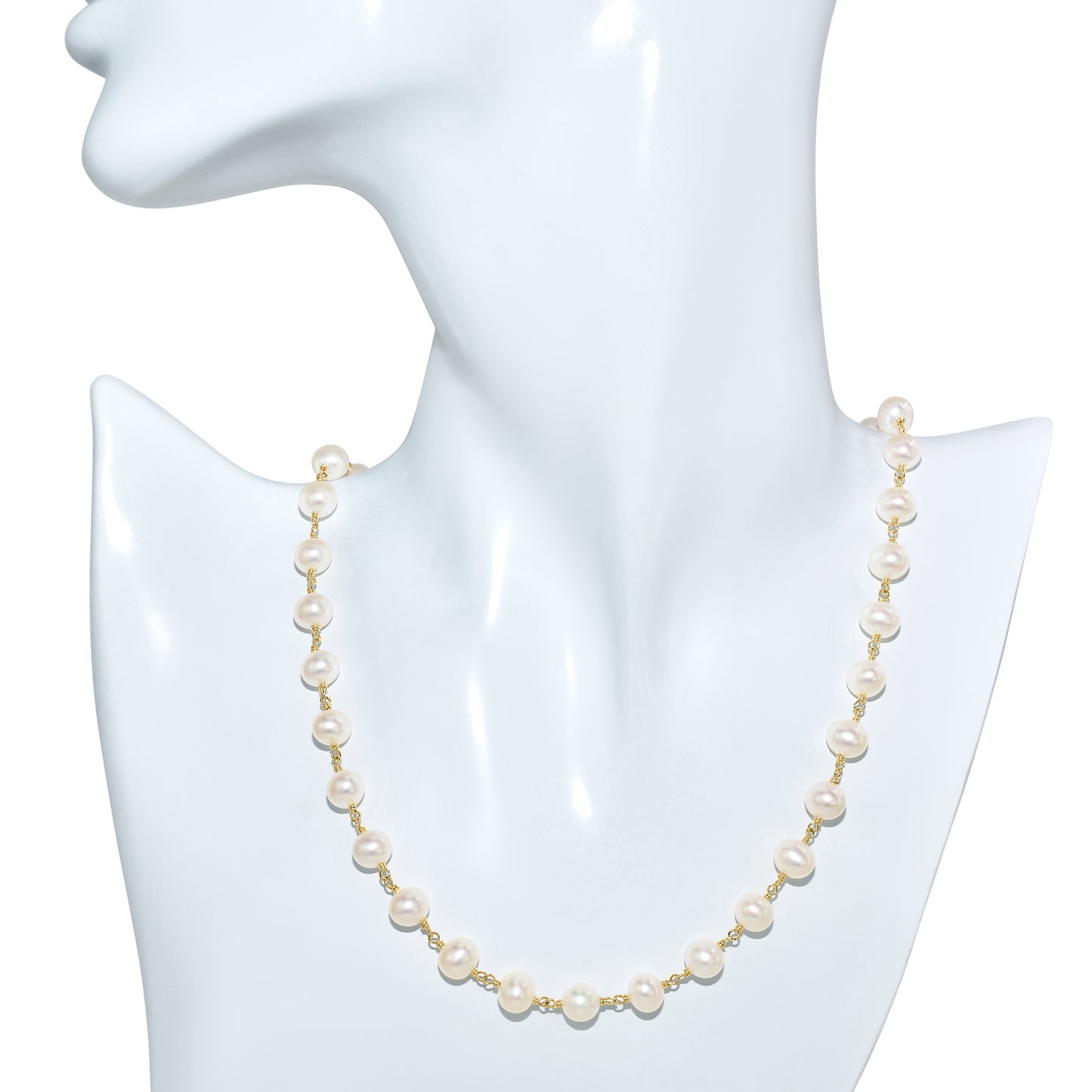 14k White Pearl Link Necklace