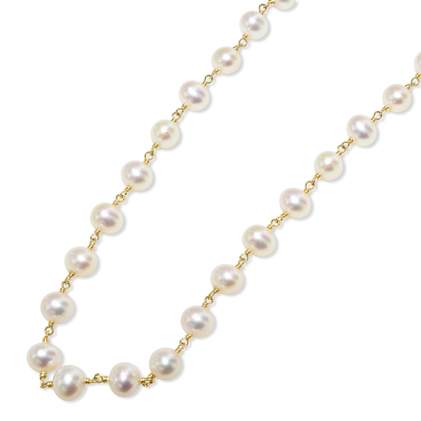 14k White Pearl Link Necklace