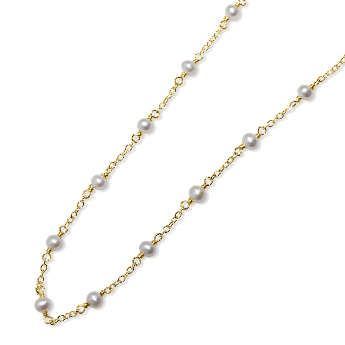 14k Yellow Gold Station Necklace