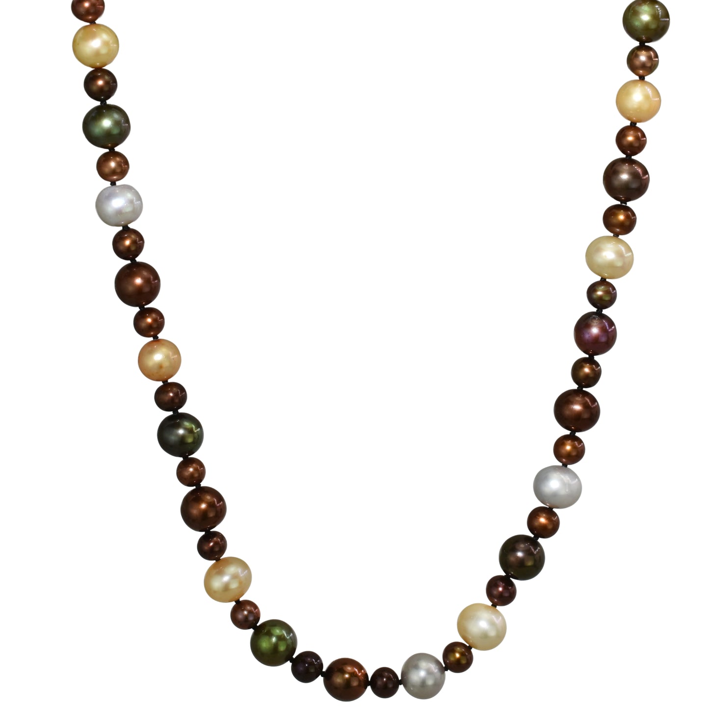 14k Multi Chocolate Brown Pearl Knotted Necklace