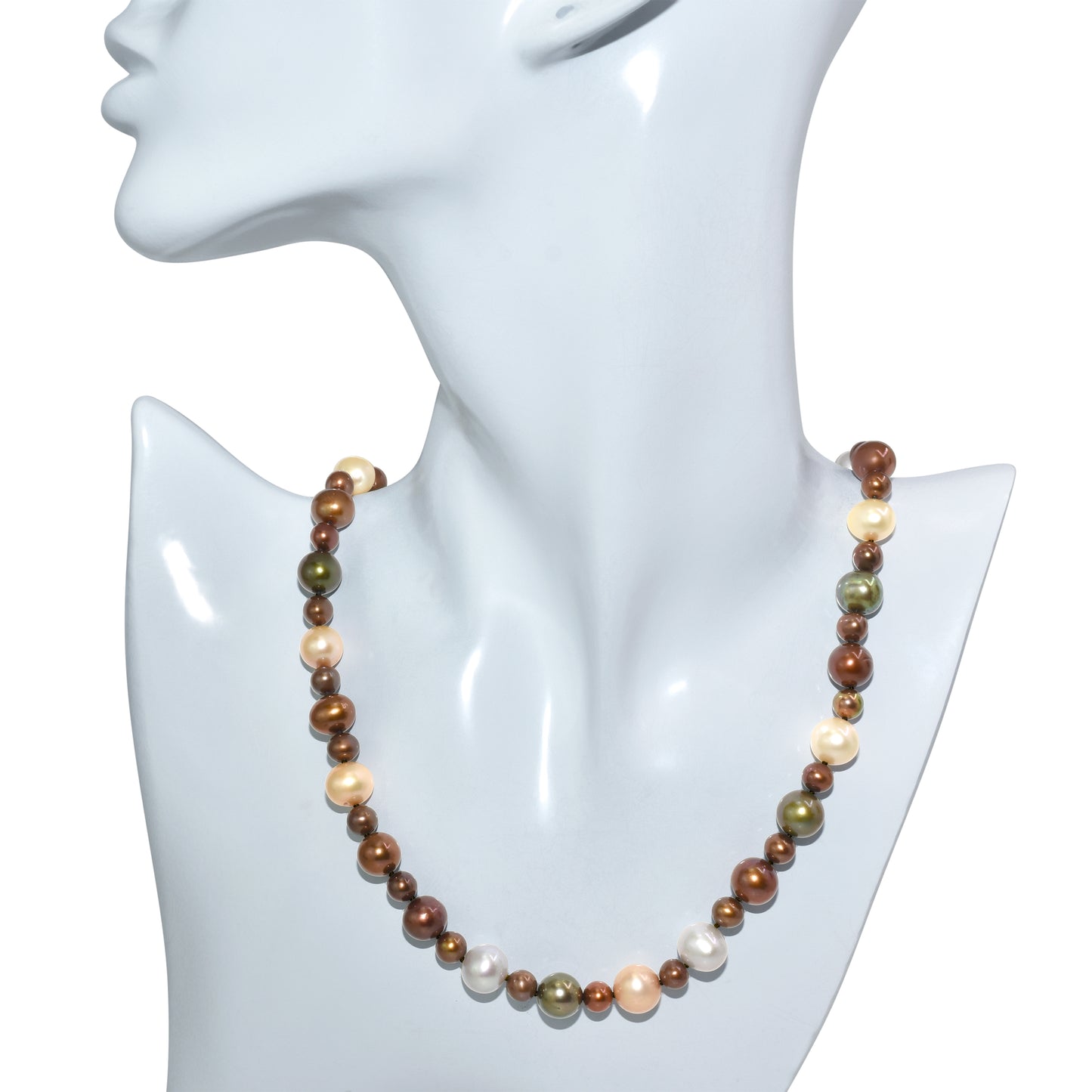 14k Multi Chocolate Brown Pearl Knotted Necklace