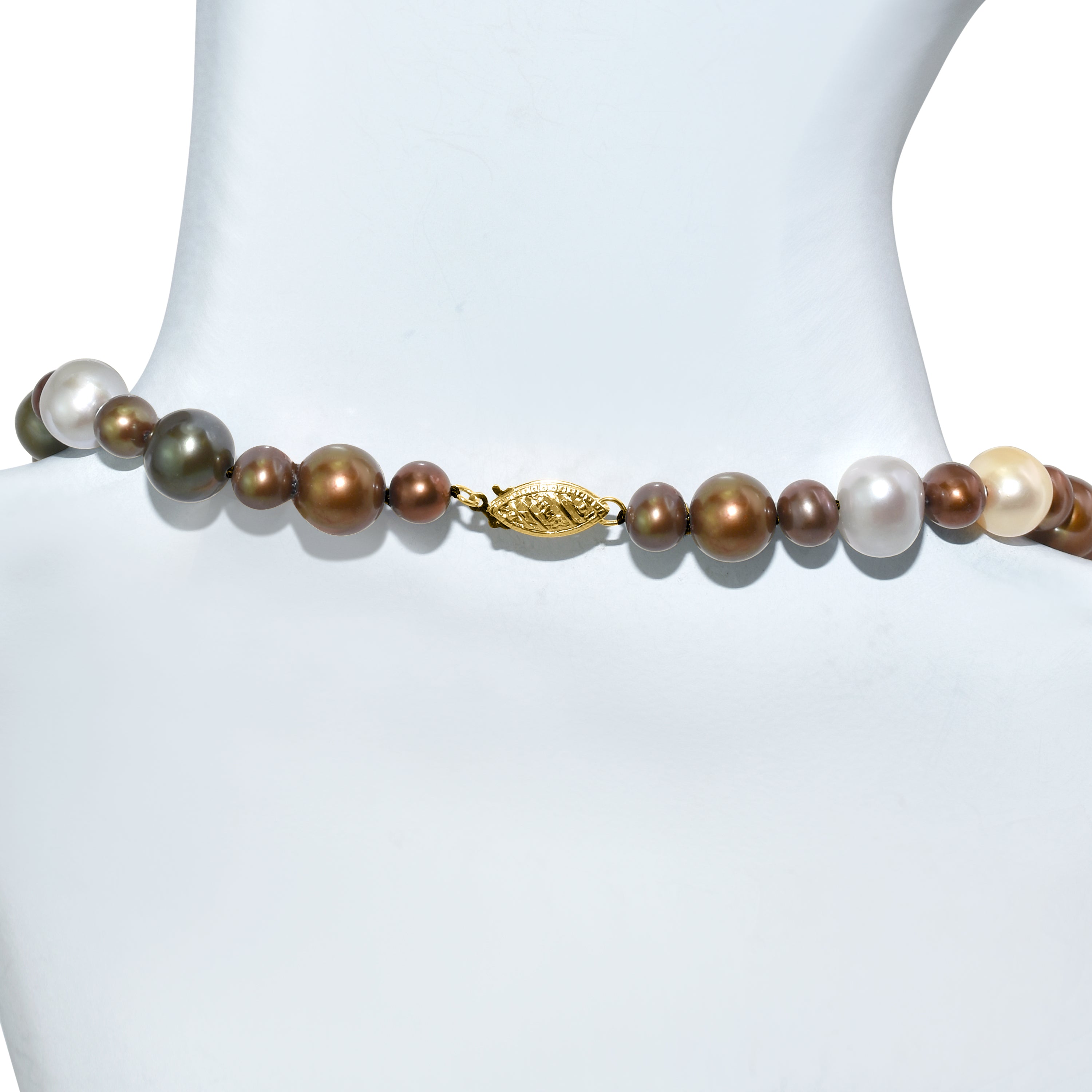 14k Multi Chocolate Brown Pearl Knotted Necklace