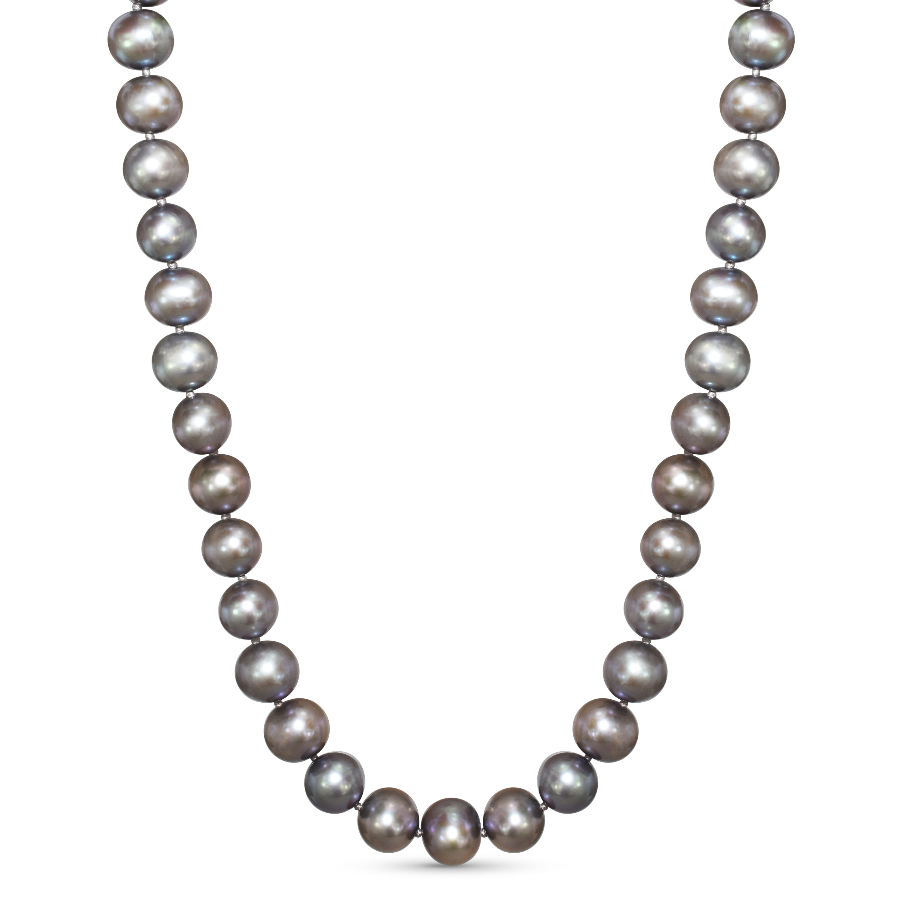14K Dyed Grey Pearl Knotted Necklace