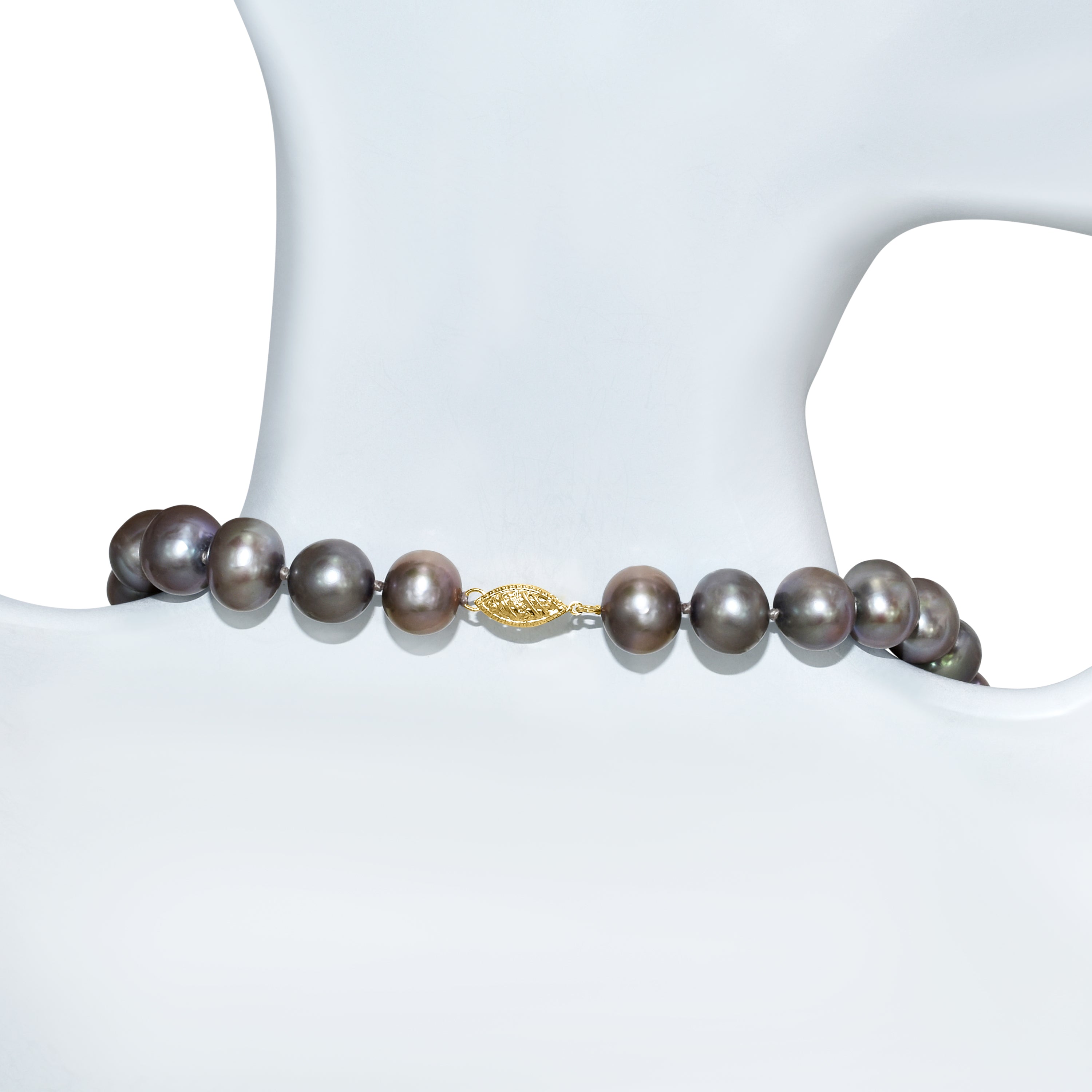 14K Dyed Grey Pearl Knotted Necklace