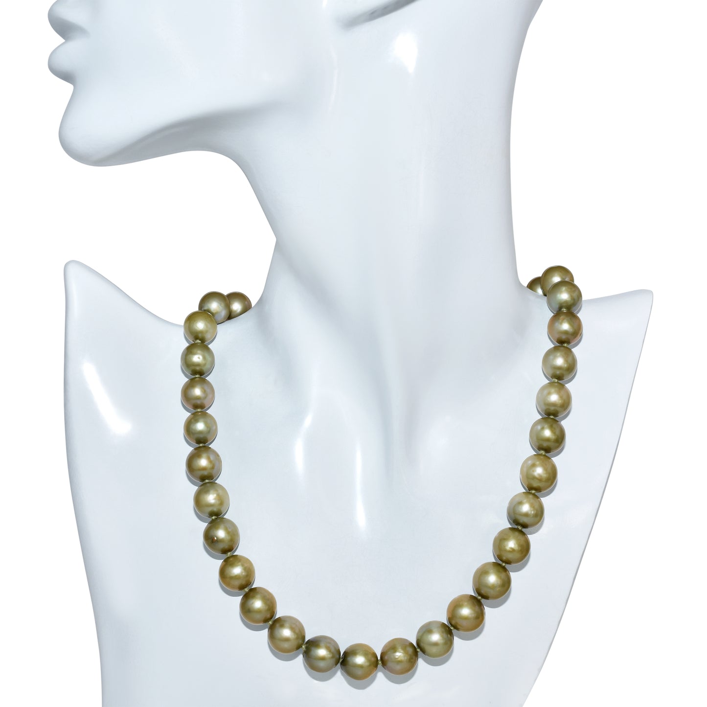 14k Dyed Green Round Pearl Knotted Necklace