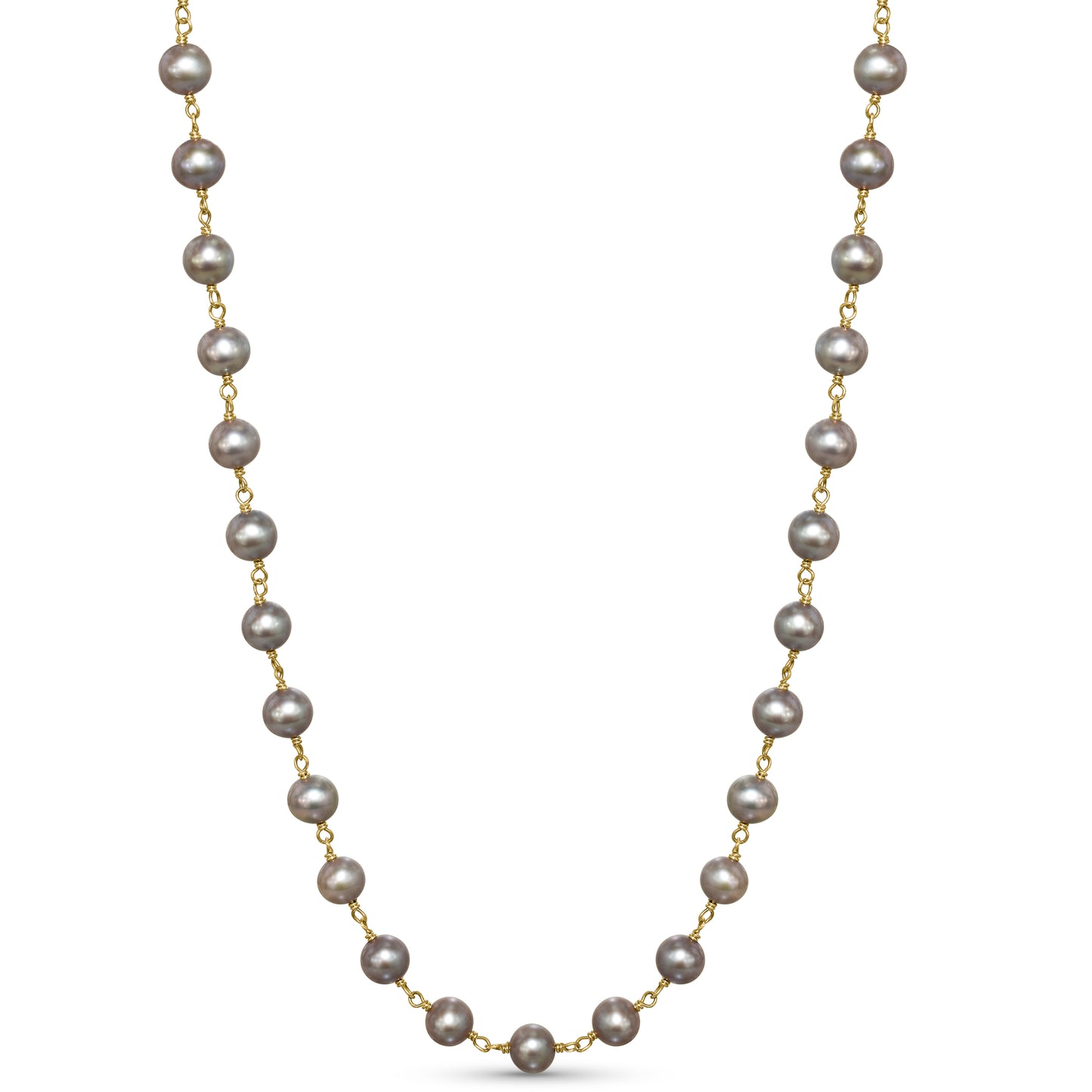 14k Grey Pearl Link Necklace