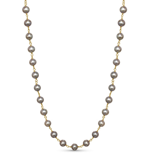 14k Grey Pearl Link Necklace