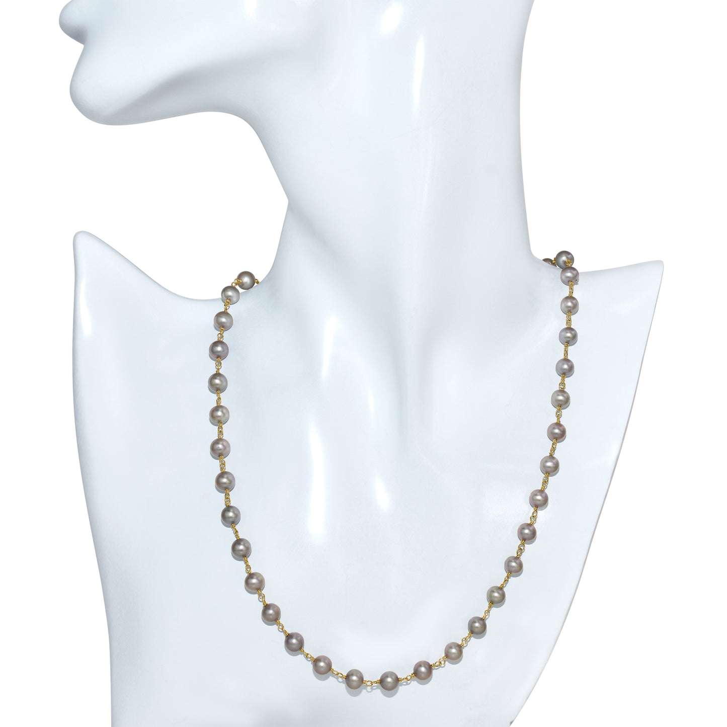 14k Grey Pearl Link Necklace